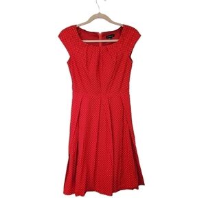 Le Chateau Red & White Polka Dot Cap Sleeve Fit & Flare Dress